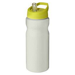 Firmengeschenk Trinkflasche H2O Eco – elfenbeinweiß-limone – mit Logodruck 650ml 100% rPET made in UK nachhaltige Mehrwegflasche