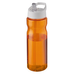 Firmengeschenk Trinkflasche H2O Eco – orange-weiss – mit Logodruck 650ml aus 100% rPET, Made in UK, nachhaltige Mehrwegflasche