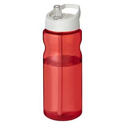 Firmengeschenk Trinkflasche H2O Eco – rot-weiss – mit Logodruck 650ml aus 100% rPET, Made in UK, nachhaltige Mehrwegflasche