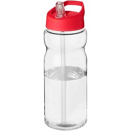 Firmengeschenk Trinkflasche H2O Eco – weiss-rot – mit individuellem Werbedruck 650ml aus 100% rPET, Made in UK, nachhaltige Mehrwegflasche