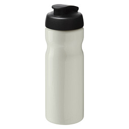 Mitarbeitergeschenk Trinkflasche H2O Eco – elfenbeinweiß-schwarz – mit individuellem Werbedruck 100% rPET 650ml nachhaltige Mehrwegflasche