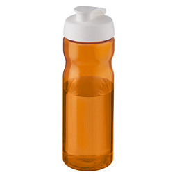 Mitarbeitergeschenk Trinkflasche H2O Eco – orange-weiss – mit Logodruck 650ml 100% rPET Made in UK, nachhaltige Mehrwegflasche für CSR