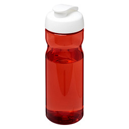Firmengeschenk Trinkflasche H2O Eco – rot-weiss – mit Logodruck 650ml aus 100% rPET made in UK nachhaltige Mehrwegflasche