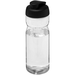 Firmengeschenk Trinkflasche H2O Eco – weiß-schwarz – mit individuellem Werbedruck 650ml 100% rPET made in uk nachhaltige Mehrwegflasche