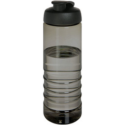 H2O Active® Eco Treble 750 ml Sportflasche mit Stülpdeckel & Trinkklappe, kohle, schwarz