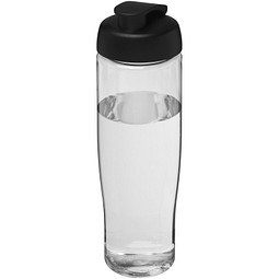 Sport-Werbemittel H2O Tempo® Sportflasche – transparent-schwarz – mit Logo bedruckt 700 ml nachhaltig aus recyceltem PET auslaufsicher