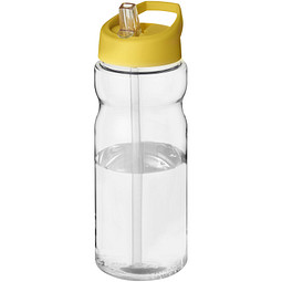 Werbeartikel H2O Base Sportflasche – transparent-gelb – mit Logo bedruckt 650 ml nachhaltig auslaufsicher für Sportevents & Turniere