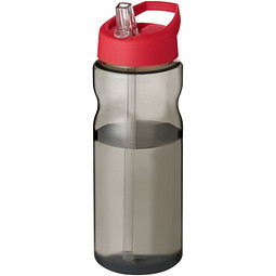 H2O Eco Sportflasche mit Ausgussdeckel, 650 ml, kohle/rot