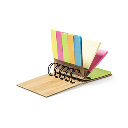 Haftnotiz Ringbuch mit Bambuseinband, beige