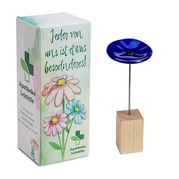 Handgefertigte Glasblume, Ostern, blau, 1-seit. Druck