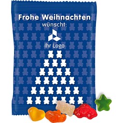 HARIBO Fruchtgummi 10g, Mix, blaues Weihnachtsmotiv