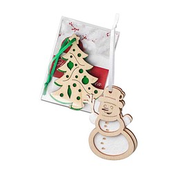 Holz-Filz Anhänger, Schneemann in Box, 2-seit. Druck