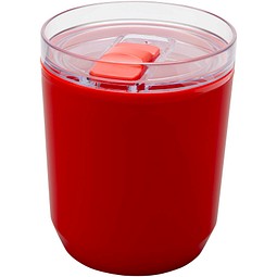 Hudson 180 ml doppelwandiger Becher aus recyceltem Kunststoff, rot