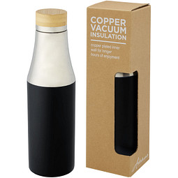 Hulan 540 ml Kupfer-Vakuum Isolierflasche mit Bambusdeckel, schwarz