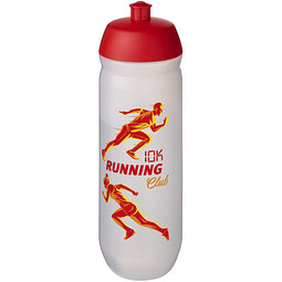 Sport-Werbemittel HydroFlex™ Sportflasche – rot-transparent weiss – mit Logo bedruckt 750 ml aus MDPE für Sportevents & Turniere