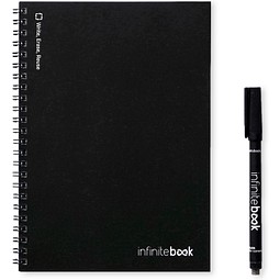 INFINITEBOOK PLAIN A5. "Infinitebook" mit flexiblem Einband und 15 unlinierten Whiteboard Seiten, Schwarz