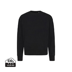Iqoniq Kruger Relax-Rundhals-Sweater aus recycelt. Baumwolle, schwarz, L