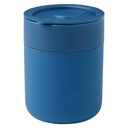 Java 330 ml Keramikbecher mit Silikonhülle und Kunststoffdeckel, blau