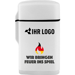 Jet-Flame Feuerzeug Rubber Fan-Edition mit WM-Motiv Feuer, Weiß