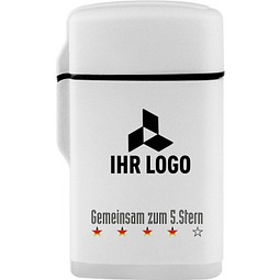 Jet-Flame Feuerzeug Rubber Fan-Edition mit WM-Motiv 5. Stern, Weiß