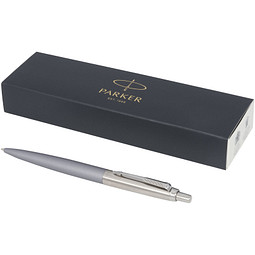 PARKER Druckkugelschreiber Jotter XL matt mit Chromverzierung, blaue Mine, grau