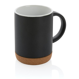 Keramikbecher mit Korkboden, schwarz