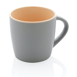 Keramiktasse innen coloriert, braun, grau