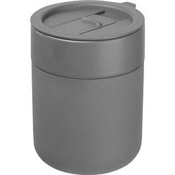 Keramiktrinkbecher mit Silikonhülle, 340ml , silbergrau