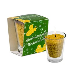 Kerzenglas mit Bienenwachsgranulat, 1-seit. Druck