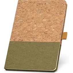 KLEE. A5 Notizbuch aus Kork und Leinen mit linierten Blättern, Dunkelgrün
