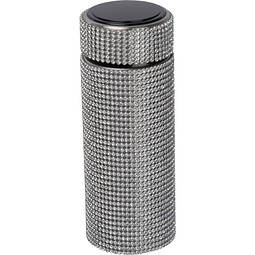 Kleine Edelstahltrinkflasche mit Strassstein-Akzenten, silbergrau