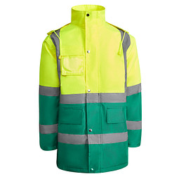 Kombinierter, gesteppter Parka Merak mit High Visibility, S, garden green/fluor yellow