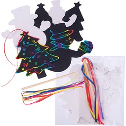 Kratzpapier Ornamente Set zum Aufhängen, mehrfarbig