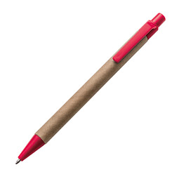 Druckkugelschreiber aus recyceltem Papier, blaue Mine, rot