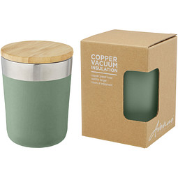 Lagan 300 ml Kupfer-Vakuum Isolierbecher mit Bambusdeckel, heather grün