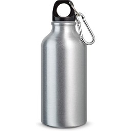 LANDSCAPE S. Aluminium-Sportflasche mit Karabiner 400 ml, Satinsilber