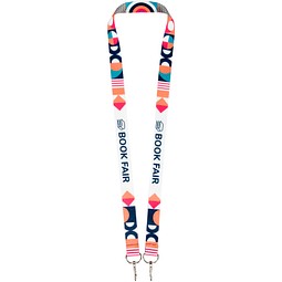 Leia Sublimation RPET-Lanyard mit 2 Metallhaken, weiss, 20mm
