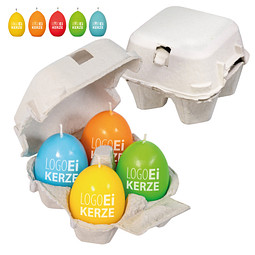 LogoEi Kerze 4er-Box, weiß