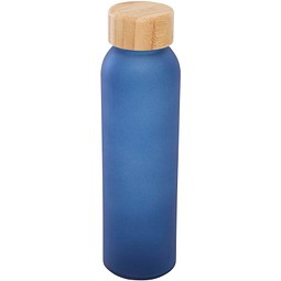 Lume 500 ml Flasche aus mattiertem Kalknatronglas mit Bambusdeckel, Ozeanblau