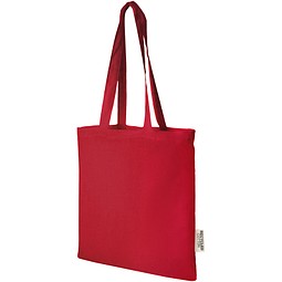 Madras 140 g/m² Baumwoll Tragetasche aus GRS recycelter Baumwolle, 7L, rot