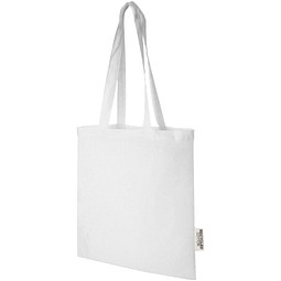 Madras 140 g/m² Baumwoll Tragetasche aus GRS recycelter Baumwolle, 7L, weiss