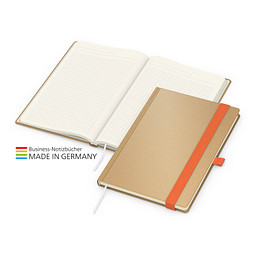 Geiger-Notes Match-Book Creme Bestseller Notizbuch Natura braun A5, inkl. Druck, orange