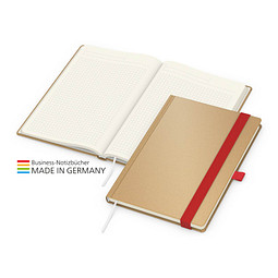 Geiger-Notes Match-Book Creme Bestseller Notizbuch Natura braun A5, inkl. Druck, rot