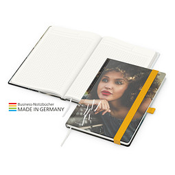 Geiger-Notes Match-Book green+blue Notizbuch A5 Natura Recycling, inkl. Druck, gelb