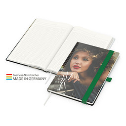 Geiger-Notes Match-Book green+blue Notizbuch A5 Natura Recycling, inkl. Druck, grün