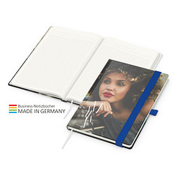 Geiger-Notes Match-Book green+blue Notizbuch A5 Natura Recycling, inkl. Druck, mittelblau