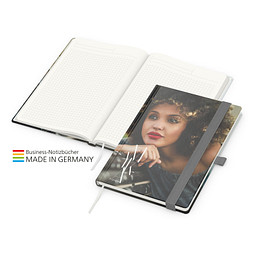 Geiger-Notes Match-Book green+blue Notizbuch A5 Natura Recycling, inkl. Druck, silbergrau