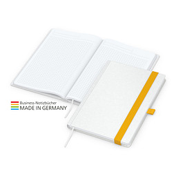 Geiger-Notes Match-Book White Bestseller Notizbuch A4 Natura, inkl. Druck, gelb
