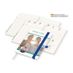 Geiger-Notes Match-Hybrid green+blue Notizbuch A5 Cover-Star Recycling-Matt, inkl. Druck, mittelblau