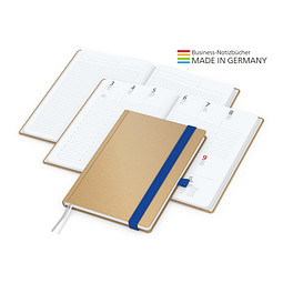 Geiger-Notes Match-Hybrid White Bestseller Notizbuch A4, Natura braun, inkl. Druck, mittelblau